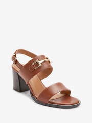 Tan Brown Forever Comfort® Leather Snaffle Block Sandals - Image 4 of 6