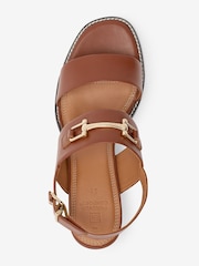 Tan Brown Forever Comfort® Leather Snaffle Block Sandals - Image 5 of 6