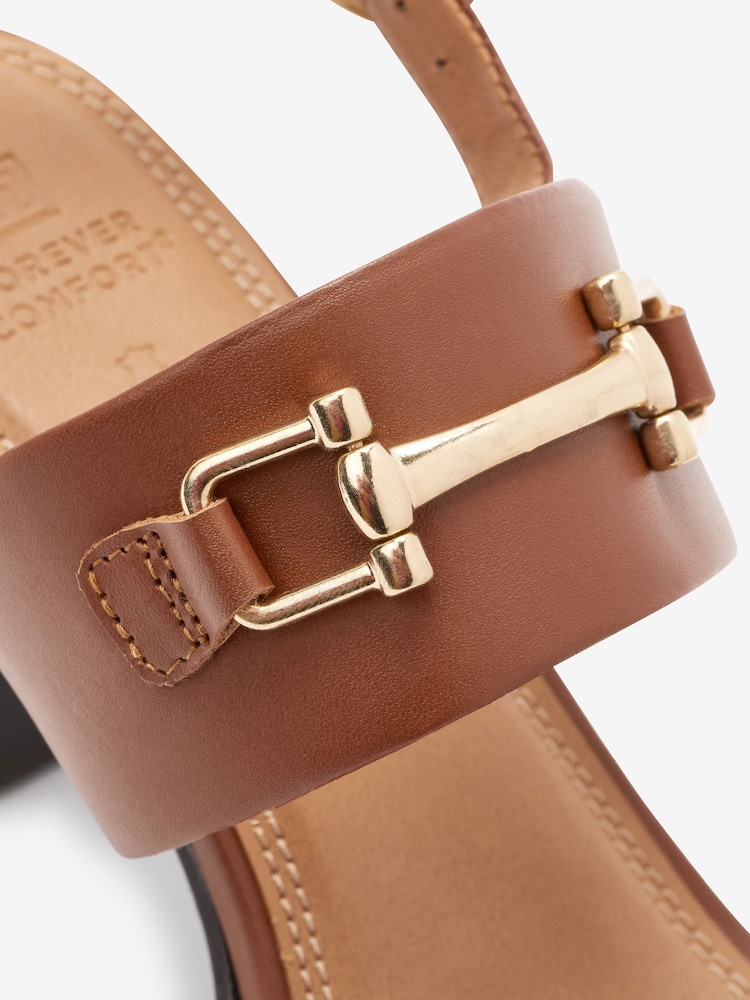 Tan Brown Forever Comfort® Leather Snaffle Block Sandals - Image 6 of 6