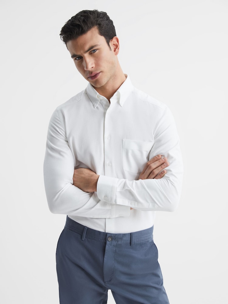 Reiss White Greenwich Soft Wash Button Down Oxford Shirt - Image 1 of 8