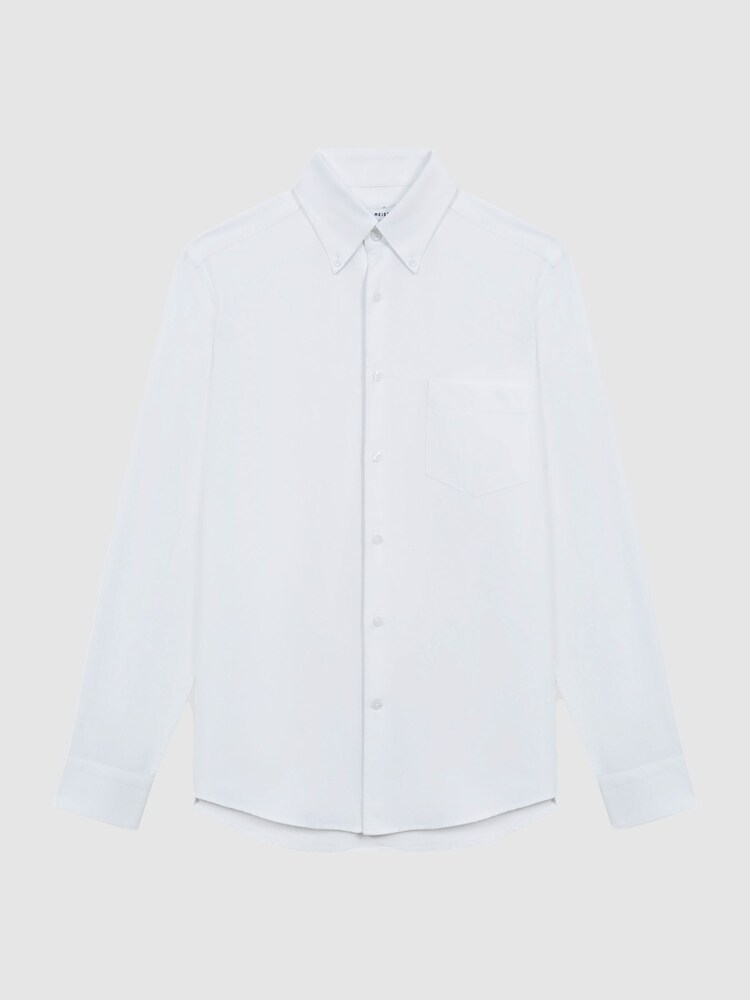Reiss White Greenwich Soft Wash Button Down Oxford Shirt - Image 2 of 8
