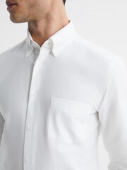 Reiss White Greenwich Soft Wash Button Down Oxford Shirt - Image 4 of 8