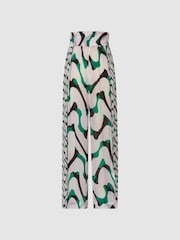 Reiss Pink/Green Denny Wide Leg Resort Trousers - Image 2 of 6