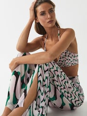 Reiss Pink/Green Denny Wide Leg Resort Trousers - Image 3 of 6