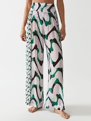 Reiss Pink/Green Denny Wide Leg Resort Trousers - Image 4 of 6