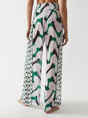 Reiss Pink/Green Denny Wide Leg Resort Trousers - Image 5 of 6