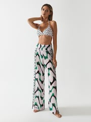 Reiss Pink/Green Denny Wide Leg Resort Trousers - Image 6 of 6