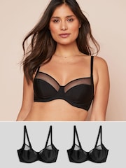 Black DD+ Non Pad Full Cup Bras 2 Pack - Image 1 of 29