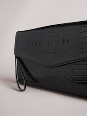 Ted Baker Black Crocey Croc Effect Detail Debossed Envelope Pouch Washbag - Image 3 of 5