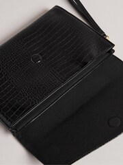 Ted Baker Black Crocey Croc Effect Detail Debossed Envelope Pouch Washbag - Image 4 of 5