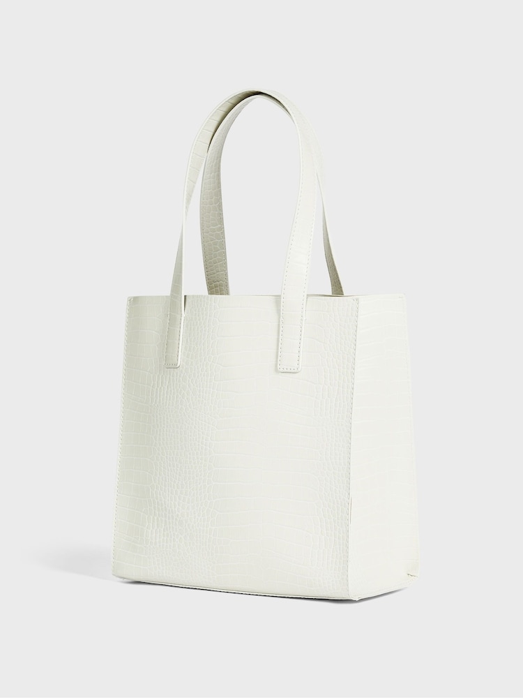 Ted Baker White Reptcon Croc Detail Small Icon Bag - Image 2 of 4