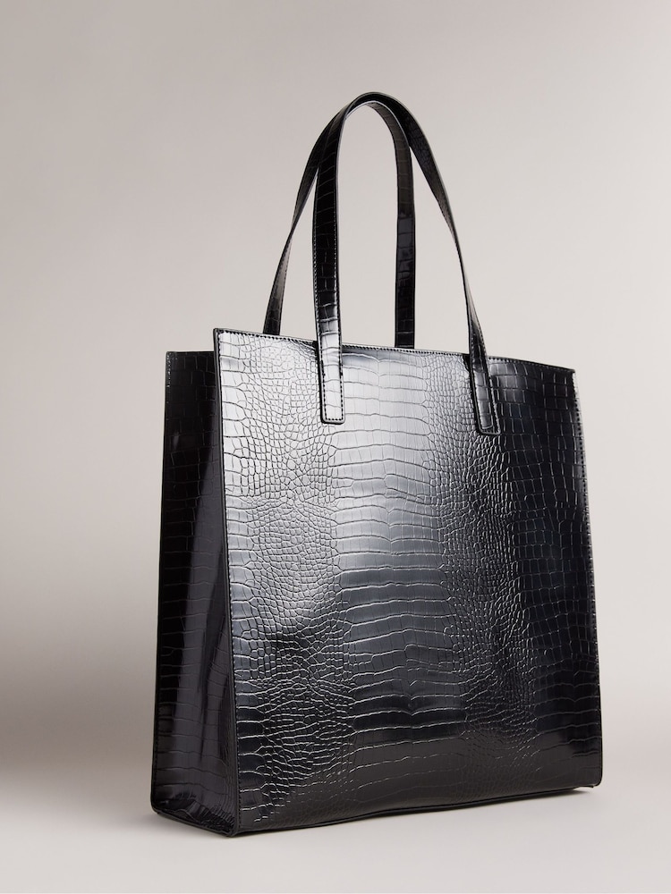 أسود - حقيبة Croccon كبيرة بتأثير جلد التمساح المقلد من Ted Baker - Image 4 of 5