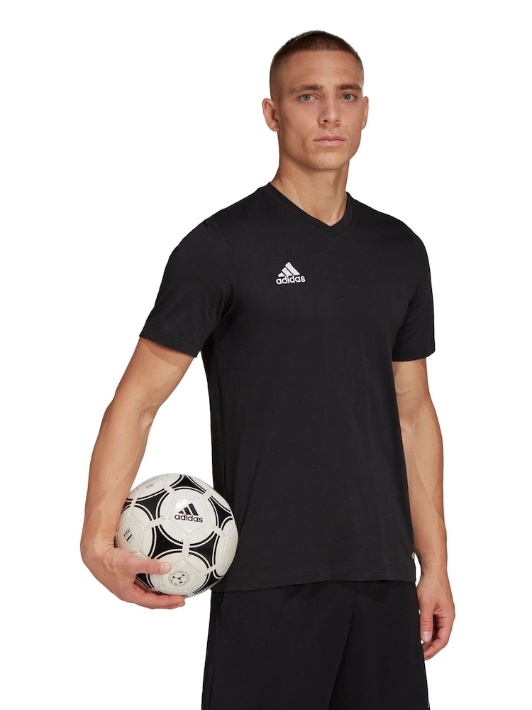 adidas Black Entrada 22 100% Cotton T-Shirt - Image 3 of 8
