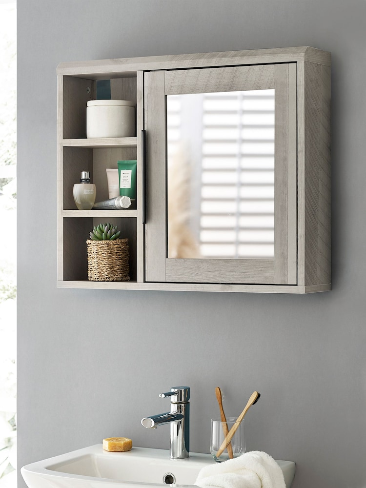 Grey Bronx Grey Mirrored Wall Cabinet - Image 1 of 6