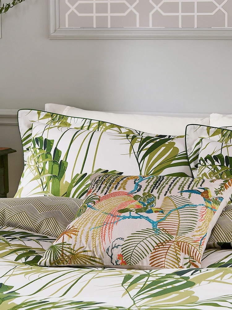 Sanderson Green Botanical 200 Thread Count Cotton Sateen Palm House Fitted Sheet - Image 1 of 4