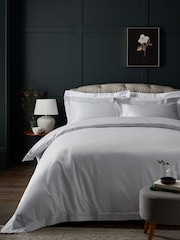 Silver Grey Collection Luxe 1000 Thread Count 100% Cotton Sateen Oxford Luxury Duvet Cover and Pillowcase Set - Image 1 of 5