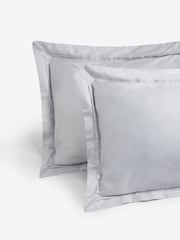 Silver Grey Collection Luxe 1000 Thread Count 100% Cotton Sateen Oxford Luxury Duvet Cover and Pillowcase Set - Image 3 of 5