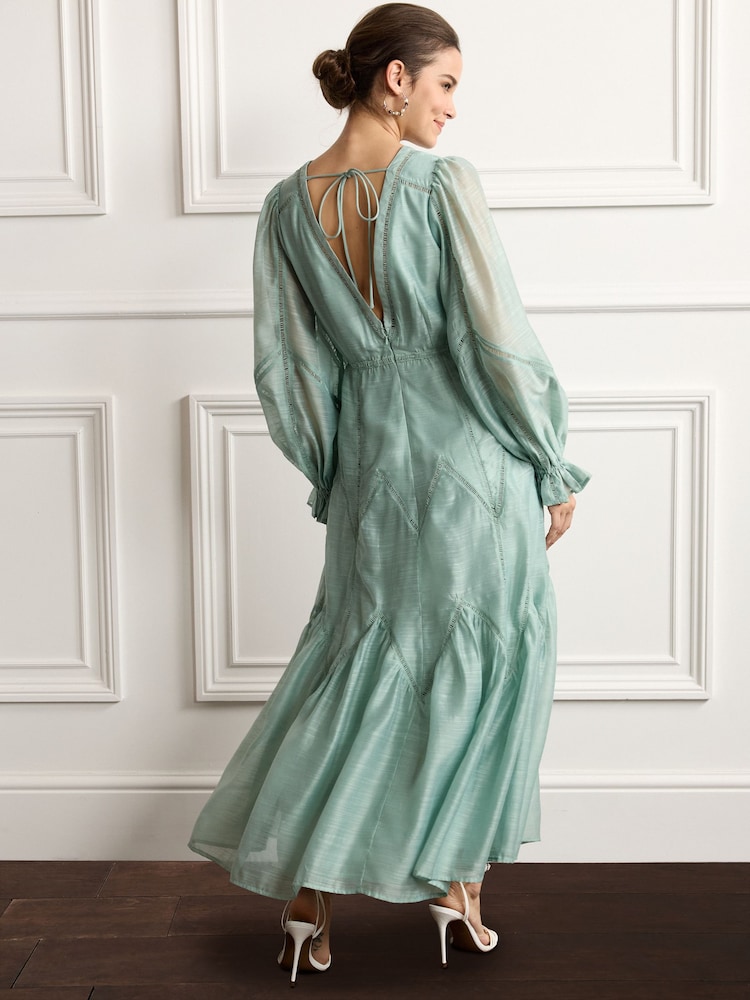 Light Green Lace Waist Dress - Image 2 of 5