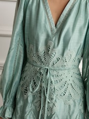 Light Green Lace Waist Dress - Image 4 of 5
