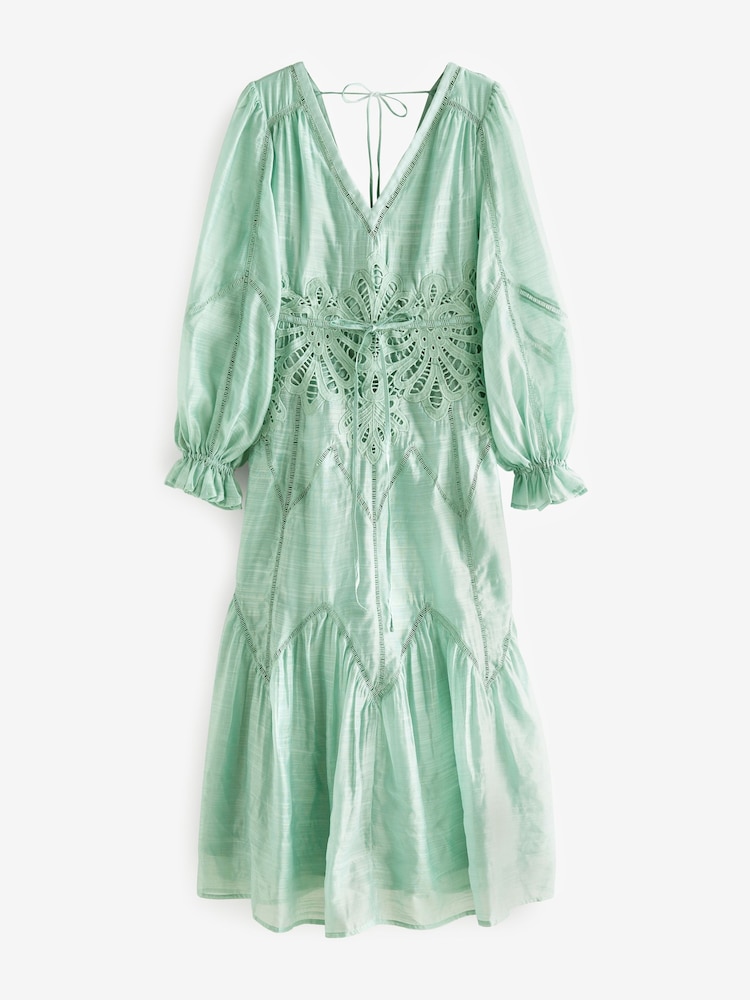 Light Green Lace Waist Dress - Image 5 of 5