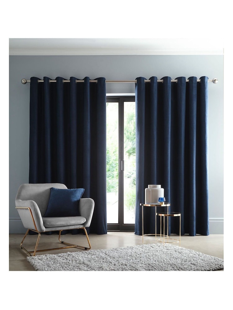 Studio G Midnight Arezzo Blackout Eyelet Curtains - Image 1 of 2