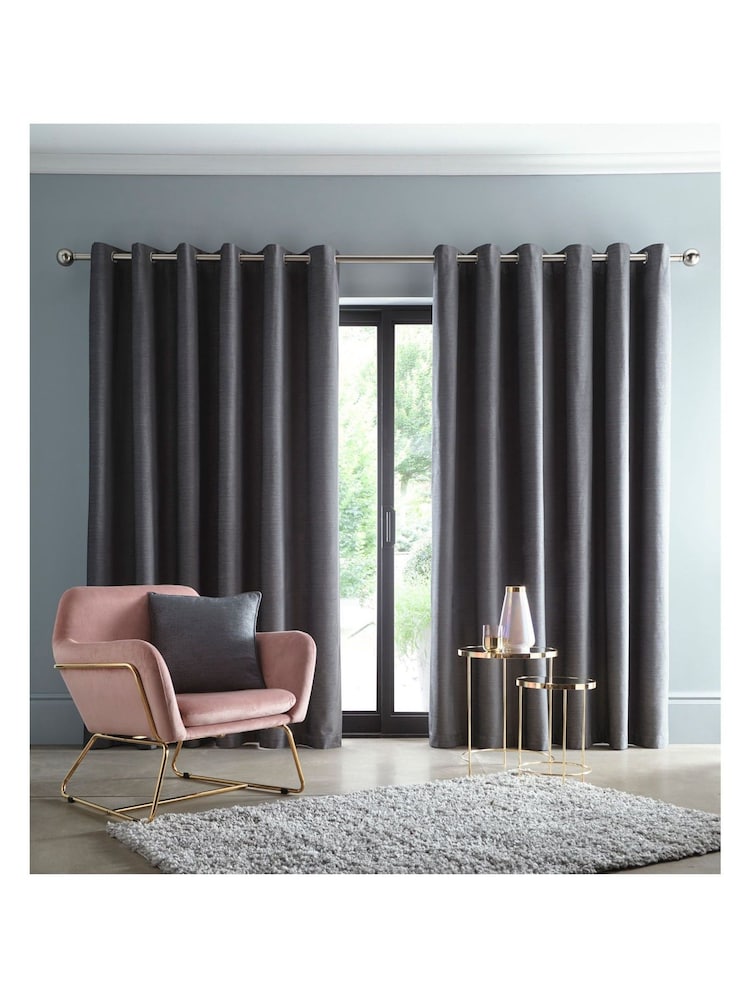 Studio G Charcoal Arezzo Blackout Eyelet Curtains - Image 1 of 2