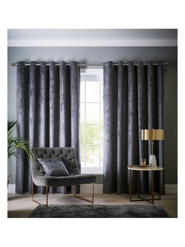 Studio G Slate Navarra Eyelet Curtains - Image 1 of 2
