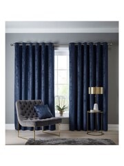 Studio G Indigo Navarra Eyelet Curtains - Image 1 of 2