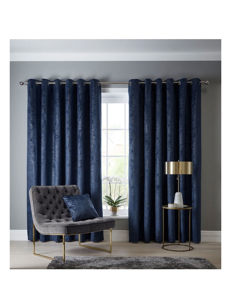 Studio G Indigo Navarra Eyelet Curtains - Image 1 of 2
