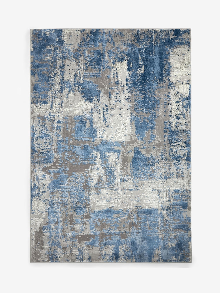 Navy Blue Mica Abstract Rug - Image 6 of 6