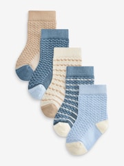 Blue/Brown Baby Socks 5 Pack (0mths-2yrs) - Image 1 of 6
