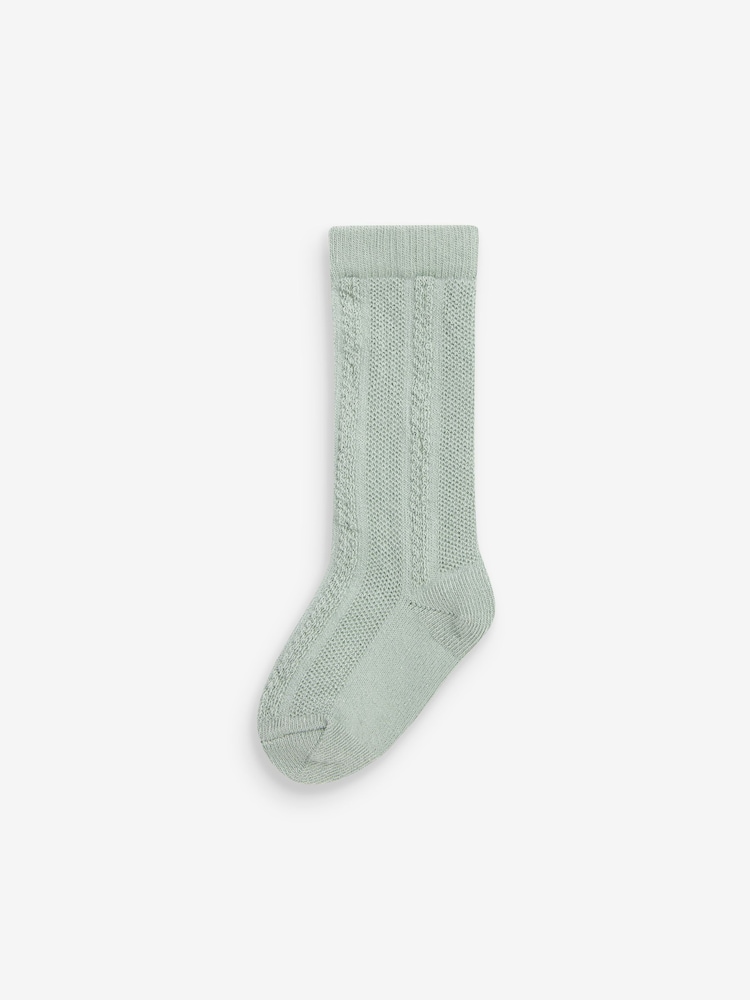 Sage Green Baby Knee Length Socks 3 Pack (0mths-2yrs) - Image 2 of 4
