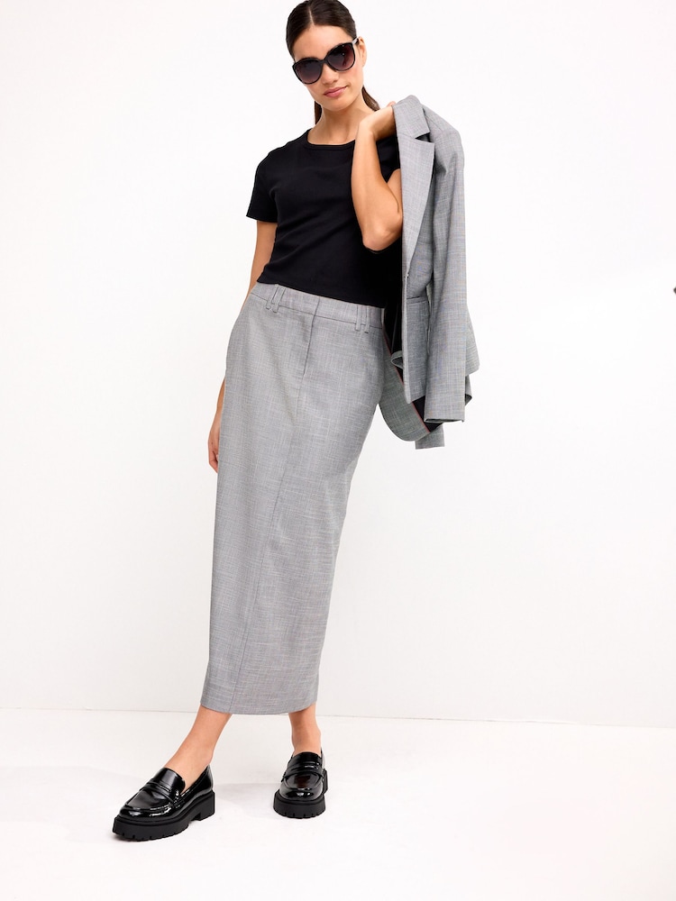Black/White Tailored Check Column Skirt - Image 1 of 7 Black/White Tailored Check Column Skirt - Image 1 of 7