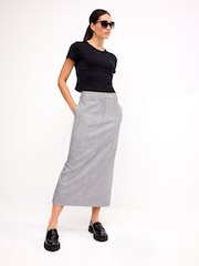Black/White Tailored Check Column Skirt - Image 2 of 7