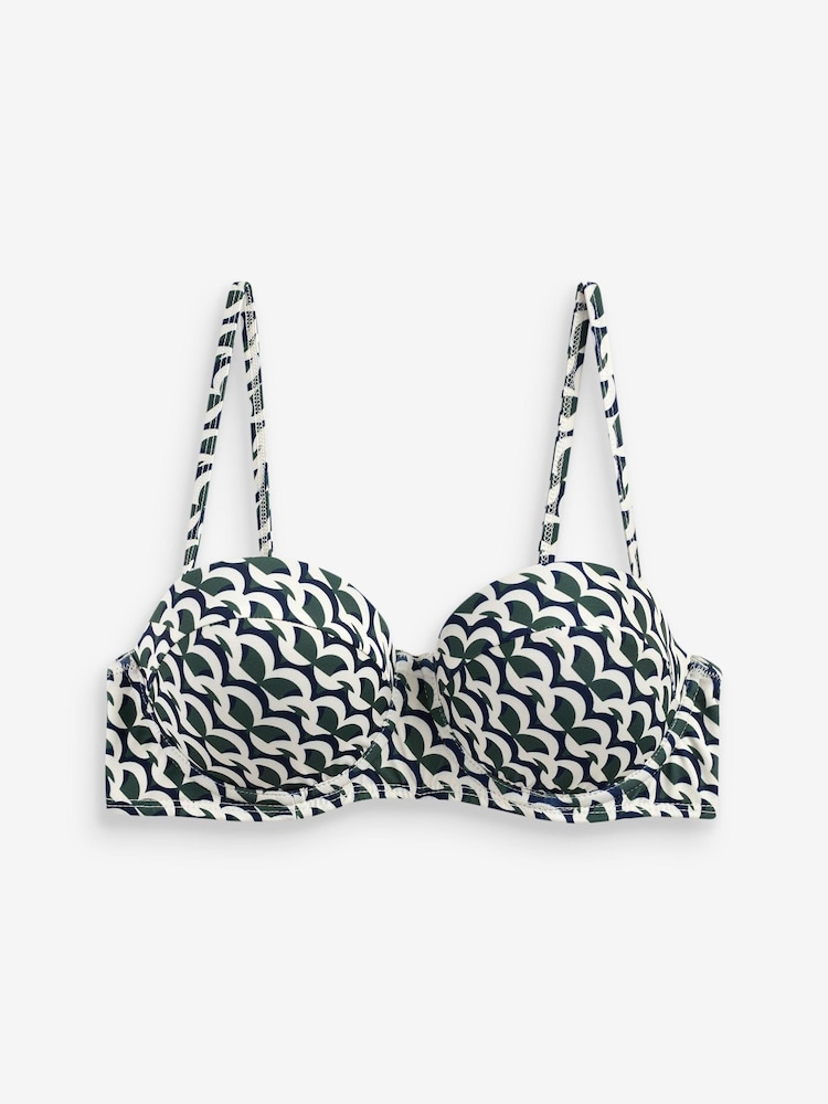 Green Geo Padded Bandeau Top Printed Bikini - Image 5 of 5 Green Geo Padded Bandeau Top Printed Bikini - Image 5 of 5