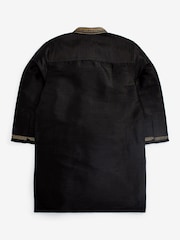 Black Regular Length Embroidered Boys Kurta (3-16yrs) - Image 6 of 8