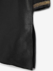 Black Regular Length Embroidered Boys Kurta (3-16yrs) - Image 8 of 8