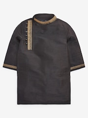 Black Regular Length Embroidered Boys Kurta (3mths-7yrs) - Image 4 of 5