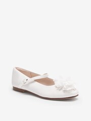 White Stain Resistant Satin Corsage Bridesmaid Collection Occasion Mary Jane Shoes - Image 2 of 4