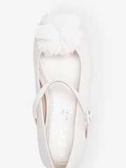 White Stain Resistant Satin Corsage Bridesmaid Collection Occasion Mary Jane Shoes - Image 3 of 4
