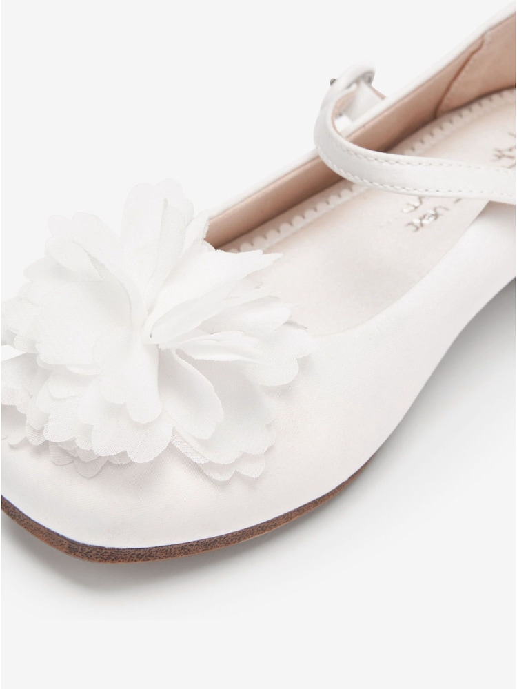 White Stain Resistant Satin Corsage Bridesmaid Collection Occasion Mary Jane Shoes - Image 4 of 4