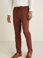Rust Brown Drawstring Stretch Formal Trousers - Image 1 of 3