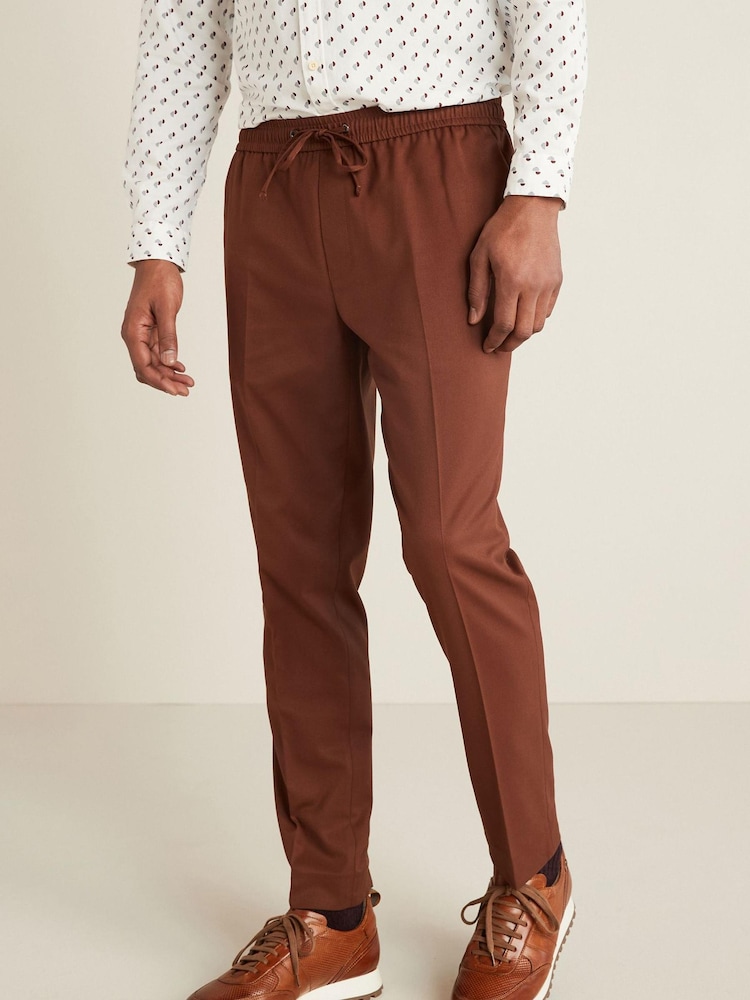Rust Brown Drawstring Stretch Formal Trousers - Image 1 of 3
