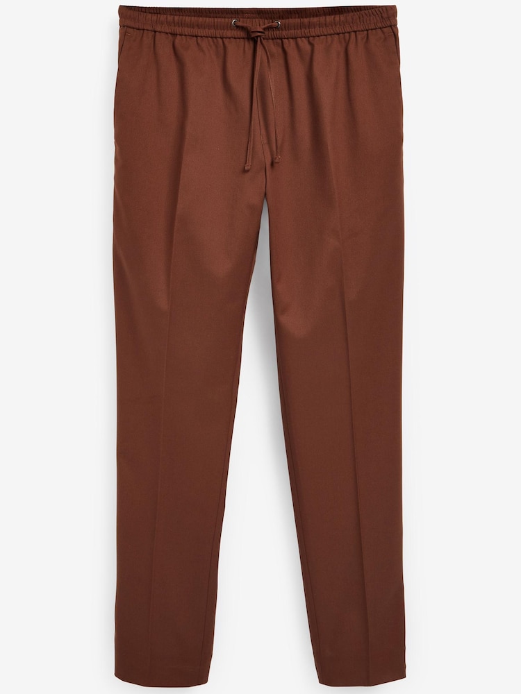 Rust Brown Drawstring Stretch Formal Trousers - Image 2 of 3