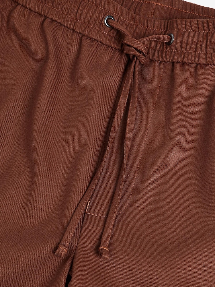 Rust Brown Drawstring Stretch Formal Trousers - Image 3 of 3