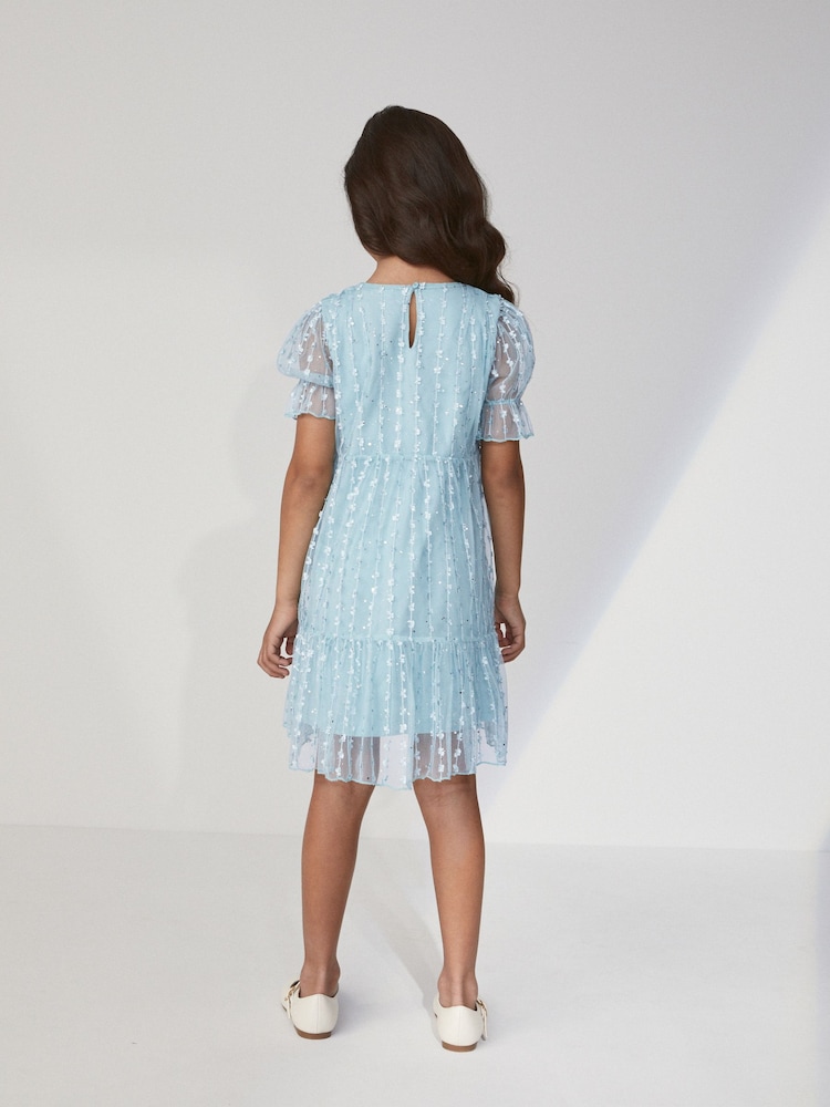 Mintgrün - Kurzärmeliges, gestuftes Partykleid aus glitzerndem Netzstoff (3–16 J.) - Bild 1 von 7 Mintgrün - Kurzärmeliges, gestuftes Partykleid aus glitzerndem Netzstoff (3–16 J.) - Bild 1 von 7