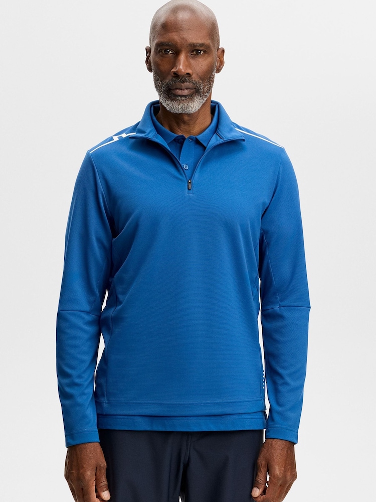 J.Lindeberg Blue Leon Quarter Zip Golf Mid Layer T-Shirt - Image 1 of 5 J.Lindeberg Blue Leon Quarter Zip Golf Mid Layer T-Shirt - Image 1 of 5