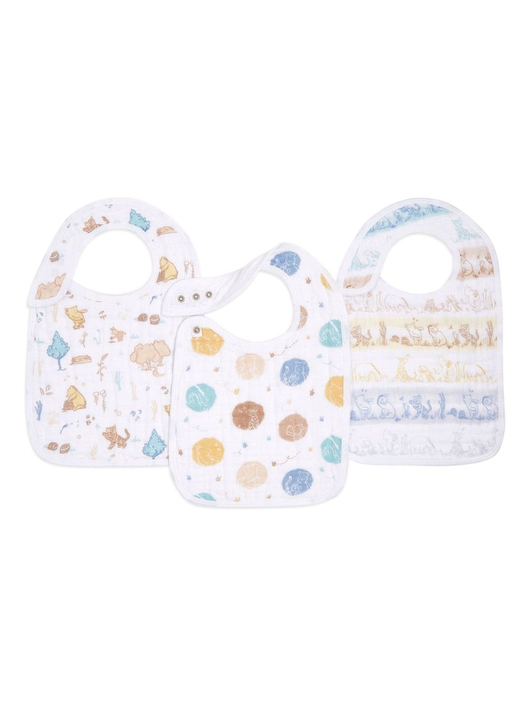 aden + anais White 100% Cotton Muslin Baby Snap Bibs 3 Pack - Image 1 of 2