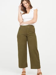 Spanx Cropped-Hose aus elastischem Twill mit weitem Beinschnitt, Grün - Bild 2 von 4