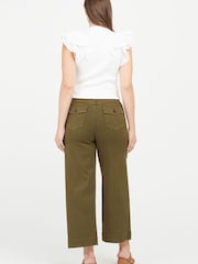 Spanx Cropped-Hose aus elastischem Twill mit weitem Beinschnitt, Grün - Bild 3 von 4